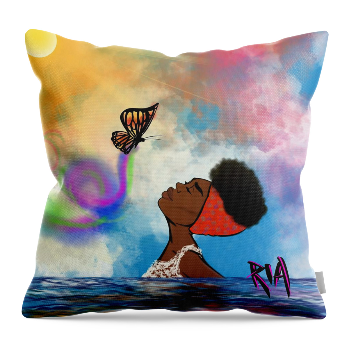 Baptism Throw Pillow featuring the painting Strip off the old personality by Artist RiA