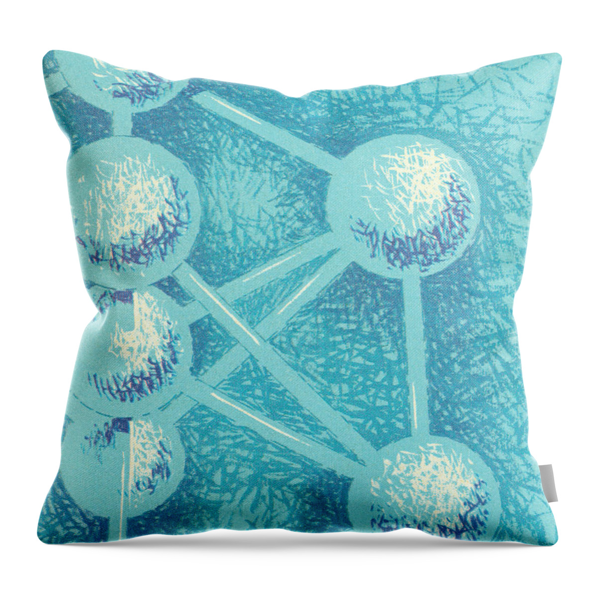 Atom Throw Pillow featuring the drawing Structure of Atoms by CSA Images