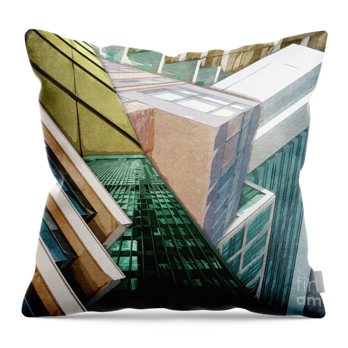 Buildings Throw Pillow featuring the digital art Structure of Buildings by Phil Perkins
