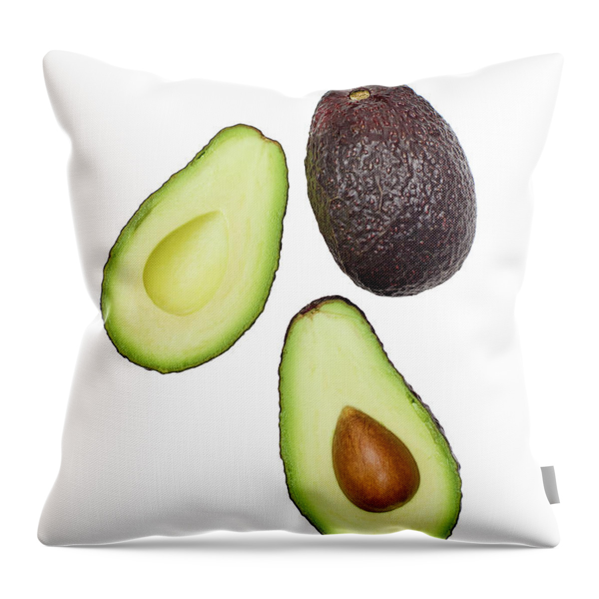 White Background Throw Pillow featuring the photograph Studio Shot Of Avocado by Johner Images