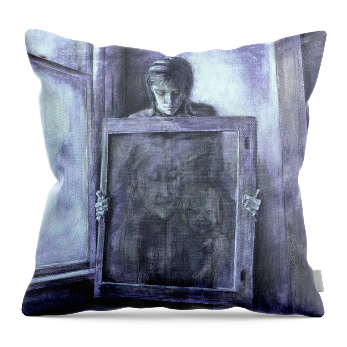 Portrait Throw Pillow featuring the painting Study - Portrait by Janet Zoya