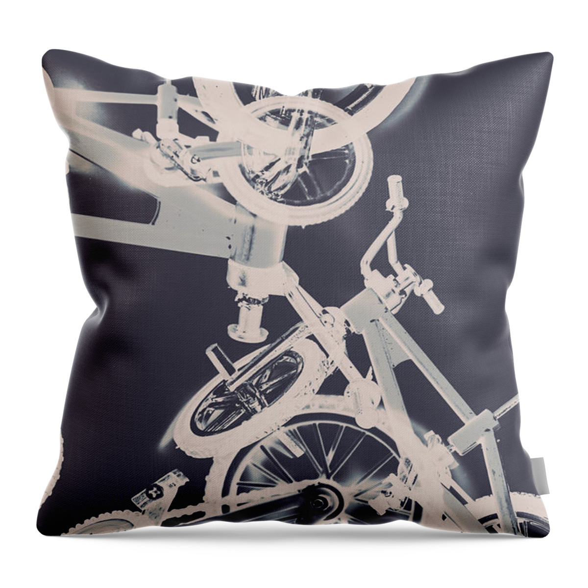 Abstract Throw Pillow featuring the digital art Stunt bike trickery by Jorgo Photography