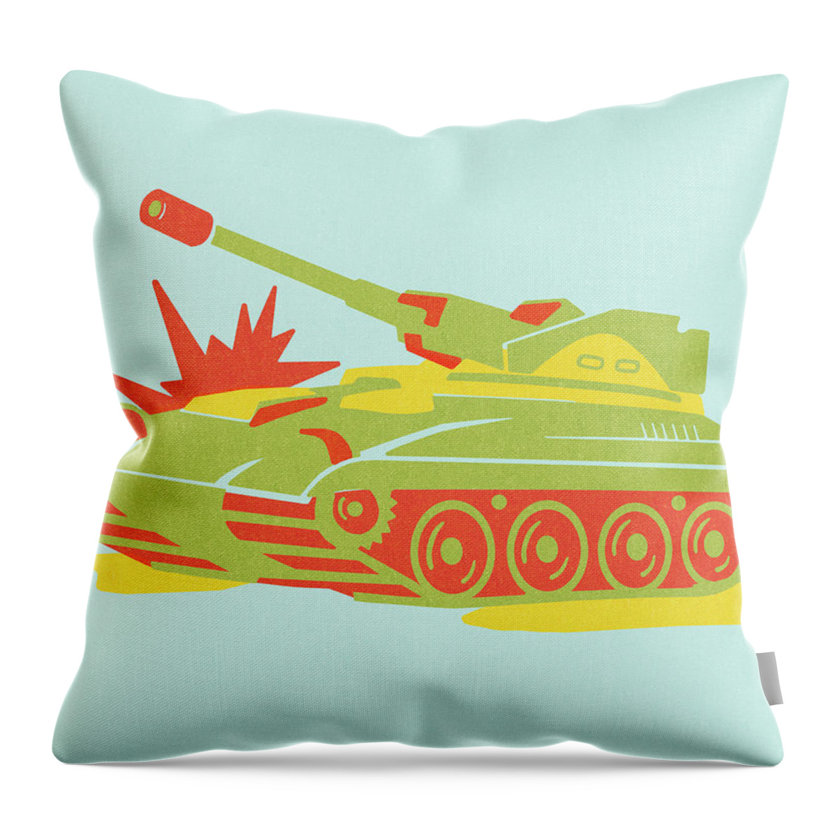 Armed Forces Throw Pillow featuring the drawing Stylized Army Tank by CSA Images