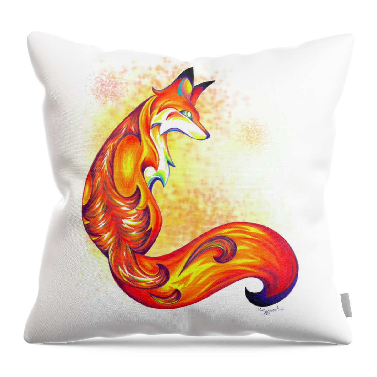 Fox Throw Pillow featuring the drawing Stylized Fox I by Sipporah Art and Illustration