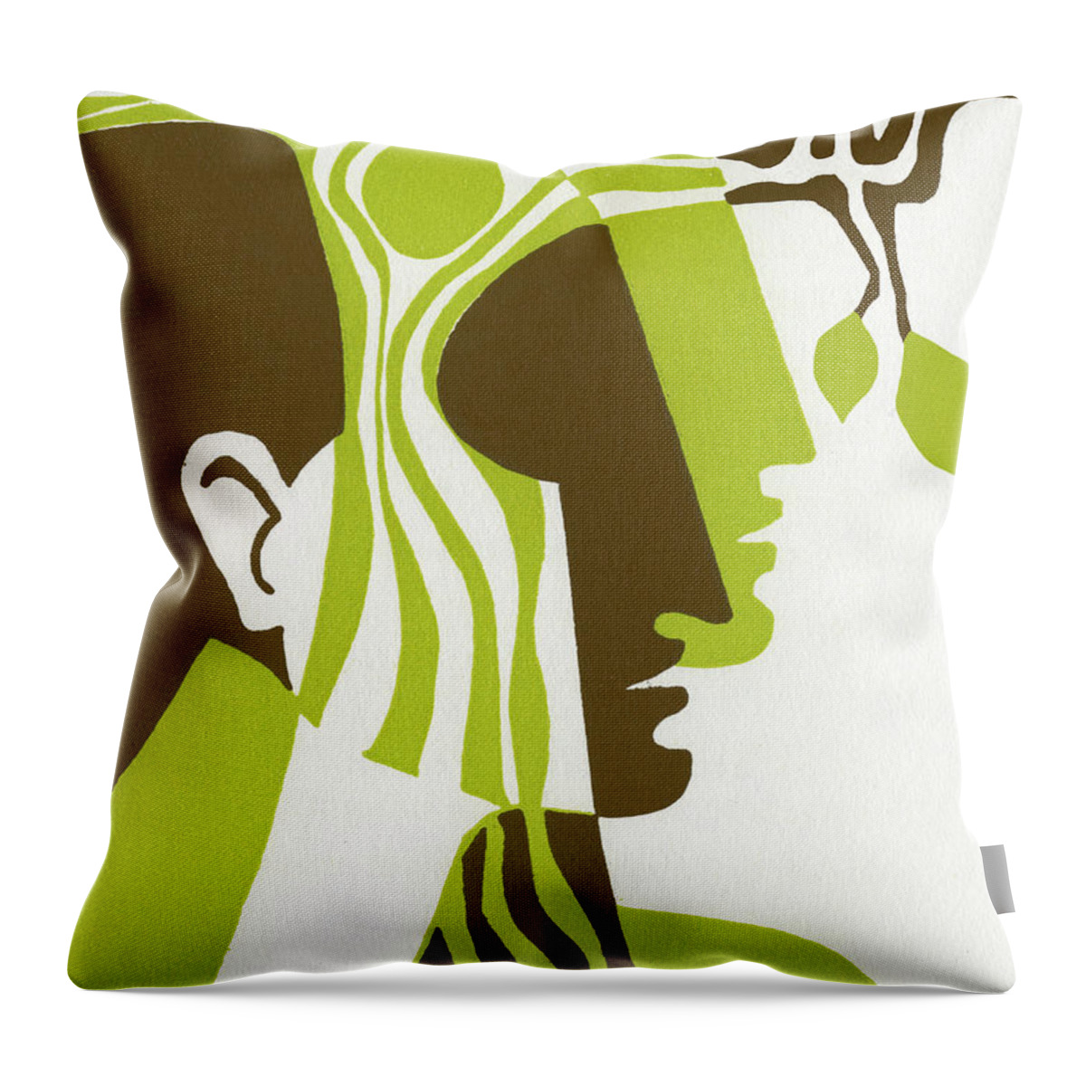 Abstract Throw Pillow featuring the drawing Stylized Male Silhouette and Tree by CSA Images