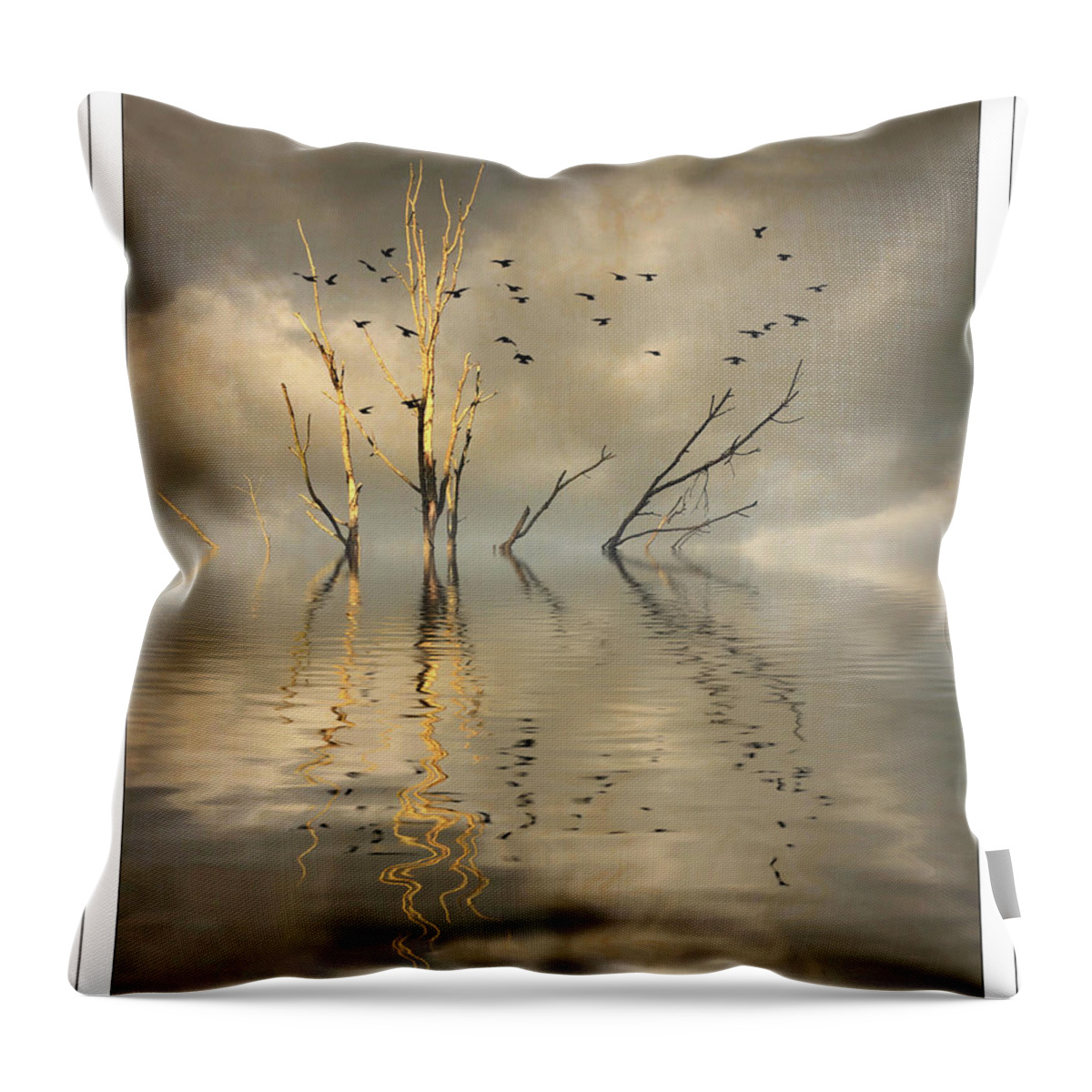 Barren Tree Throw Pillow featuring the photograph Submerged by Peggy Dietz