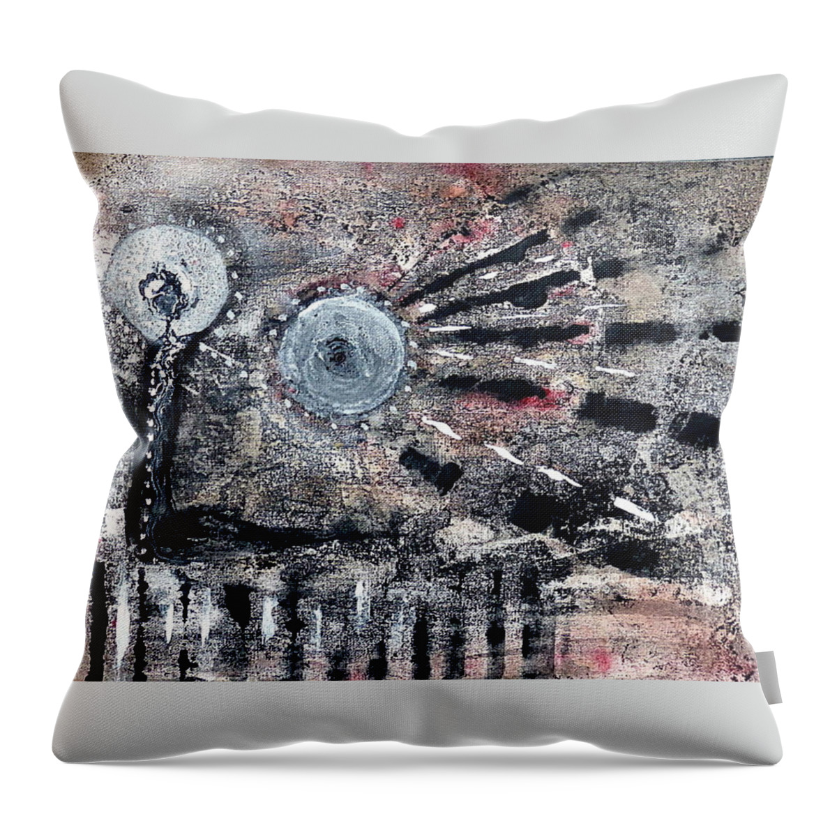 Black Throw Pillow featuring the painting Succinct by 'REA' Gallery