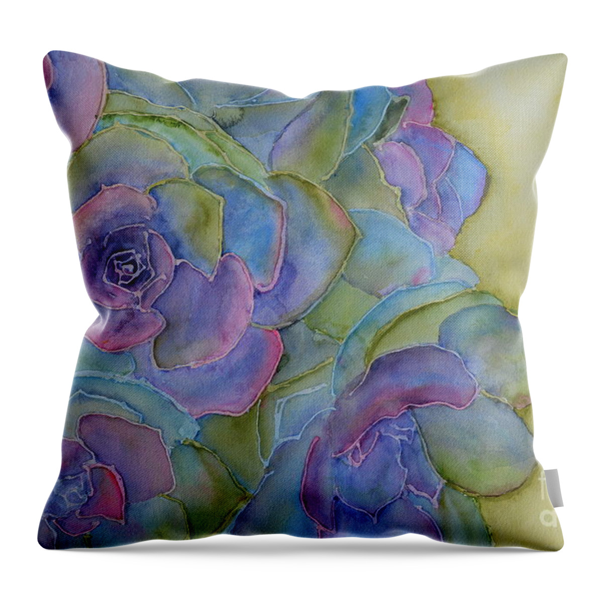 Succulents Throw Pillow featuring the painting Succulents by Caroline Harris
