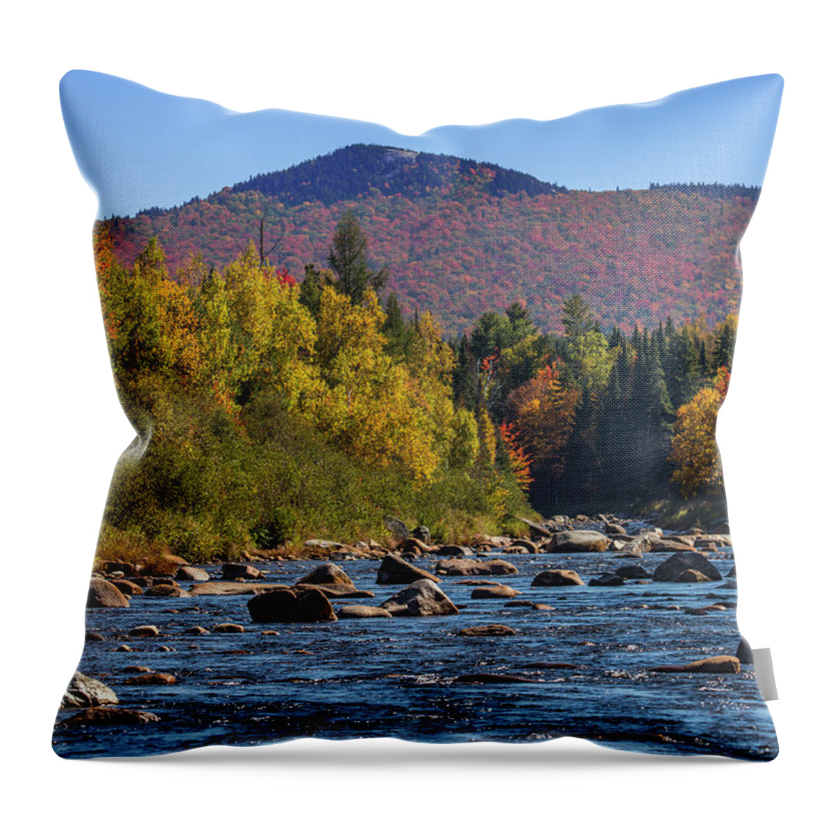 Sugarloaf Throw Pillow featuring the photograph Sugarloaf River Autumn by White Mountain Images