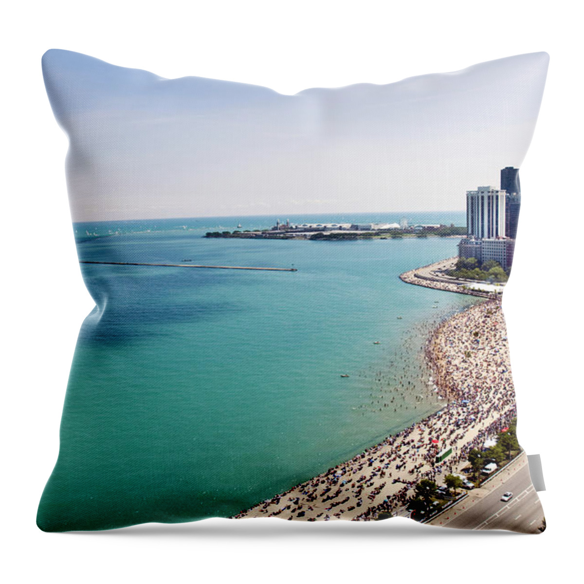 Outdoors Throw Pillow featuring the photograph Summer In An Urban Beach by By Ken Ilio