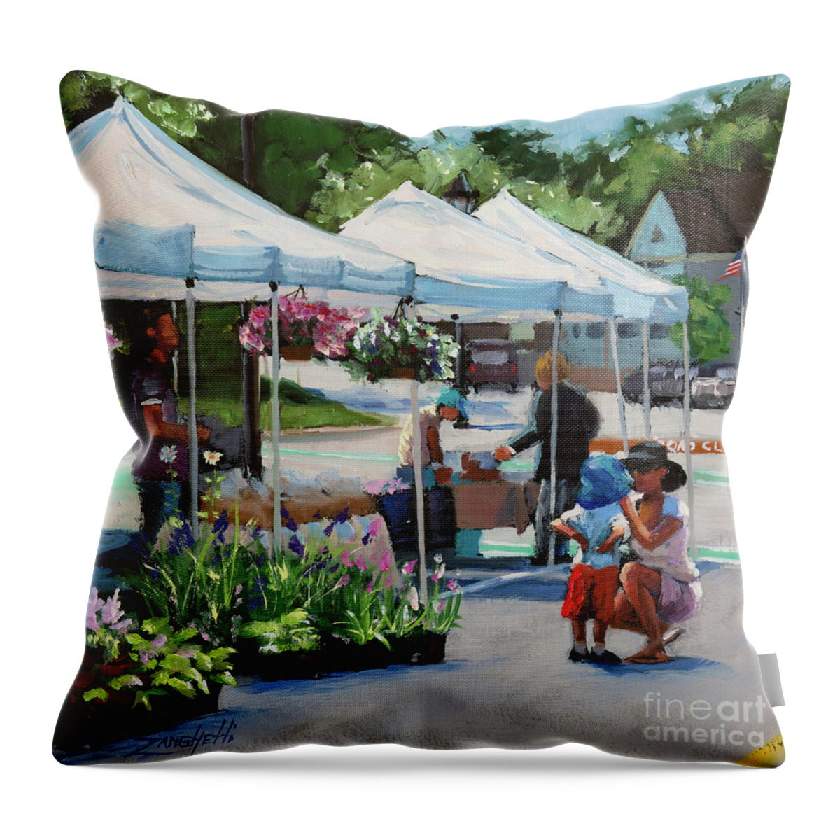 Hingham Throw Pillow featuring the painting Summer in Hingham Two by Laura Lee Zanghetti