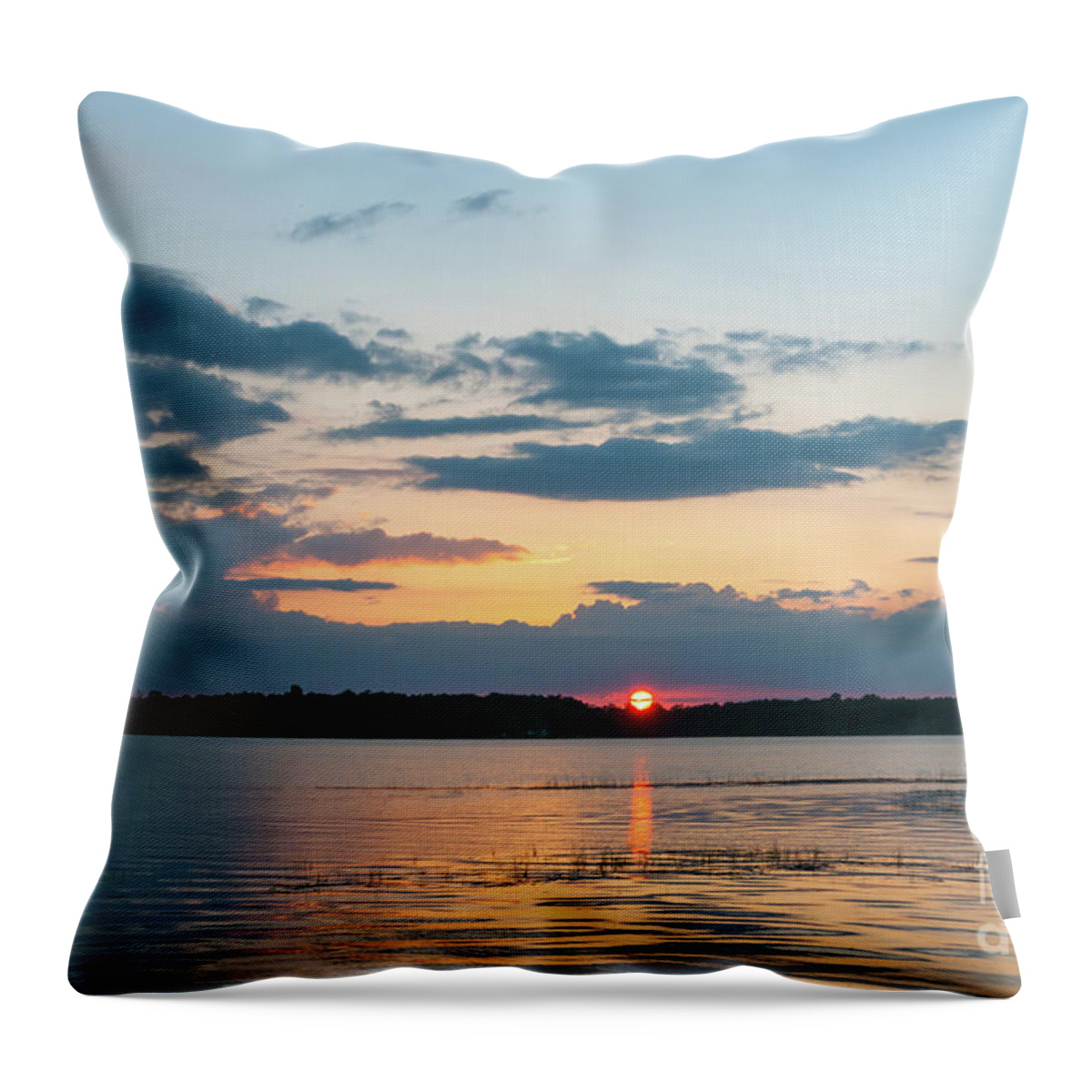 Sunset Throw Pillow featuring the photograph Sun Setting over the Wando River in Charleston County by Dale Powell