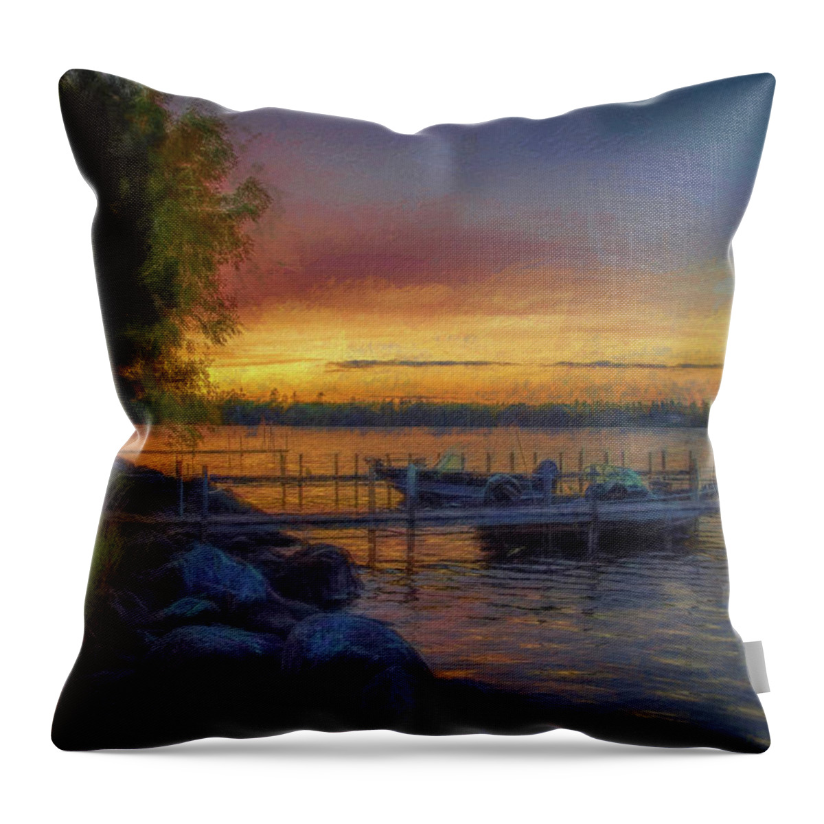 Lake Throw Pillow featuring the photograph Sundown on the lake by Will Wagner