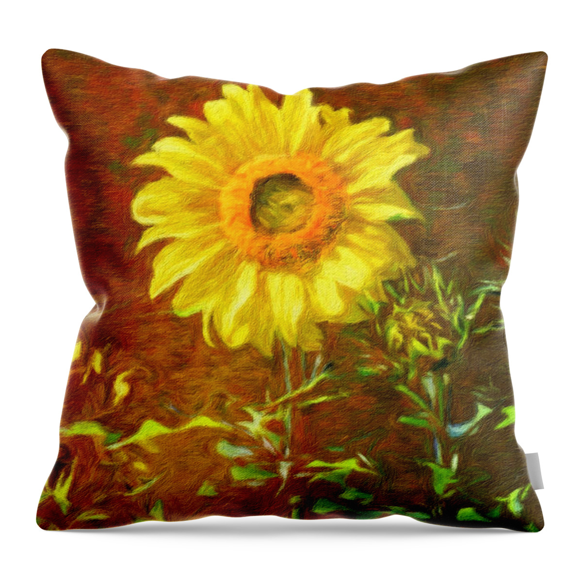 Sunflower Throw Pillow featuring the photograph Sunflower in Umber Sky by Diane Lindon Coy