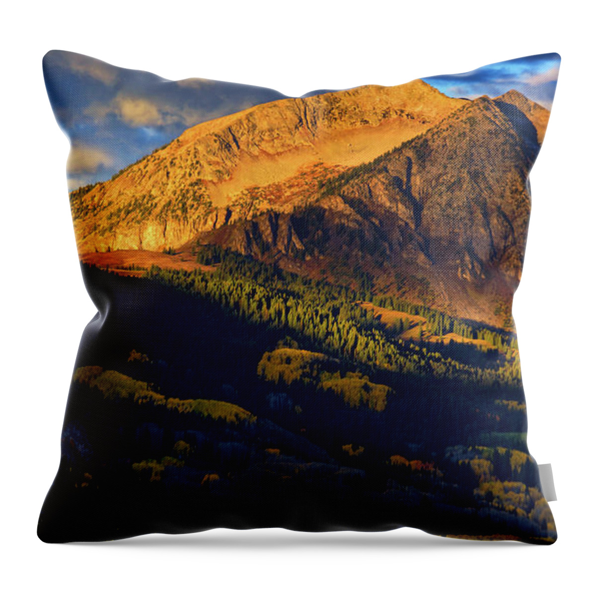 America Throw Pillow featuring the photograph Sunlight Along The Mountain by John De Bord