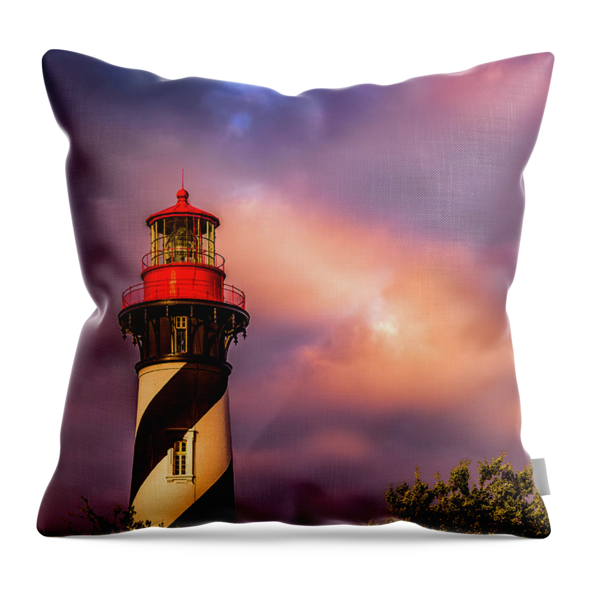 St Augustine Throw Pillow featuring the photograph Sunlit Lighthouse by Joseph Desiderio