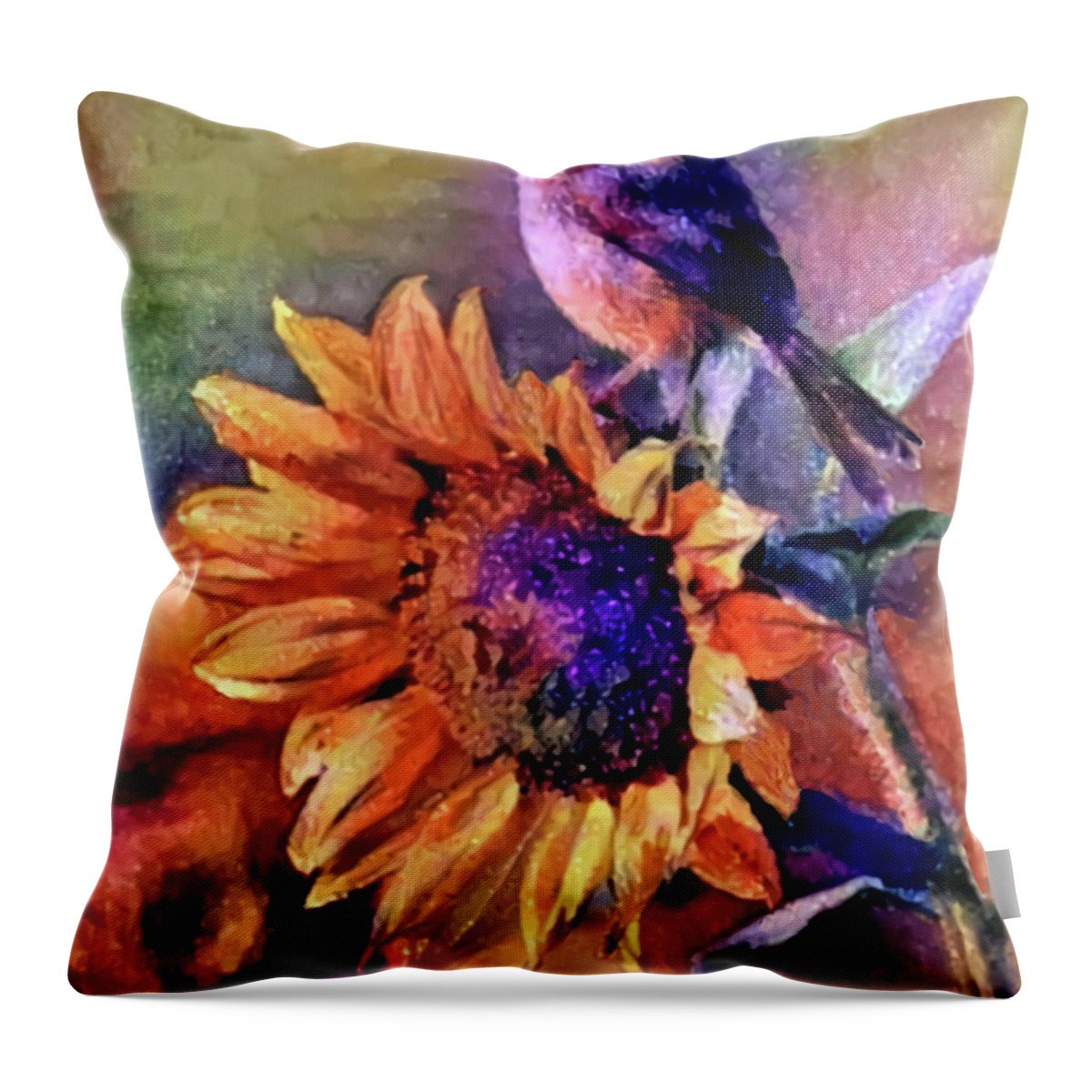 Sunflower Throw Pillow featuring the digital art Sunny View by Artistic Mystic