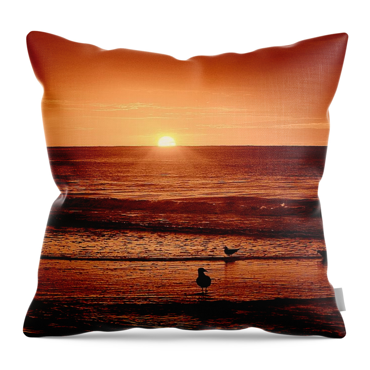 Sunrise Throw Pillow featuring the photograph Sunrise And Shadows Ocean City NJ by James DeFazio