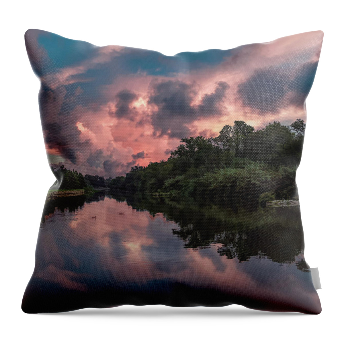 Sunrise Throw Pillow featuring the photograph Sunrise on the River by G Lamar Yancy