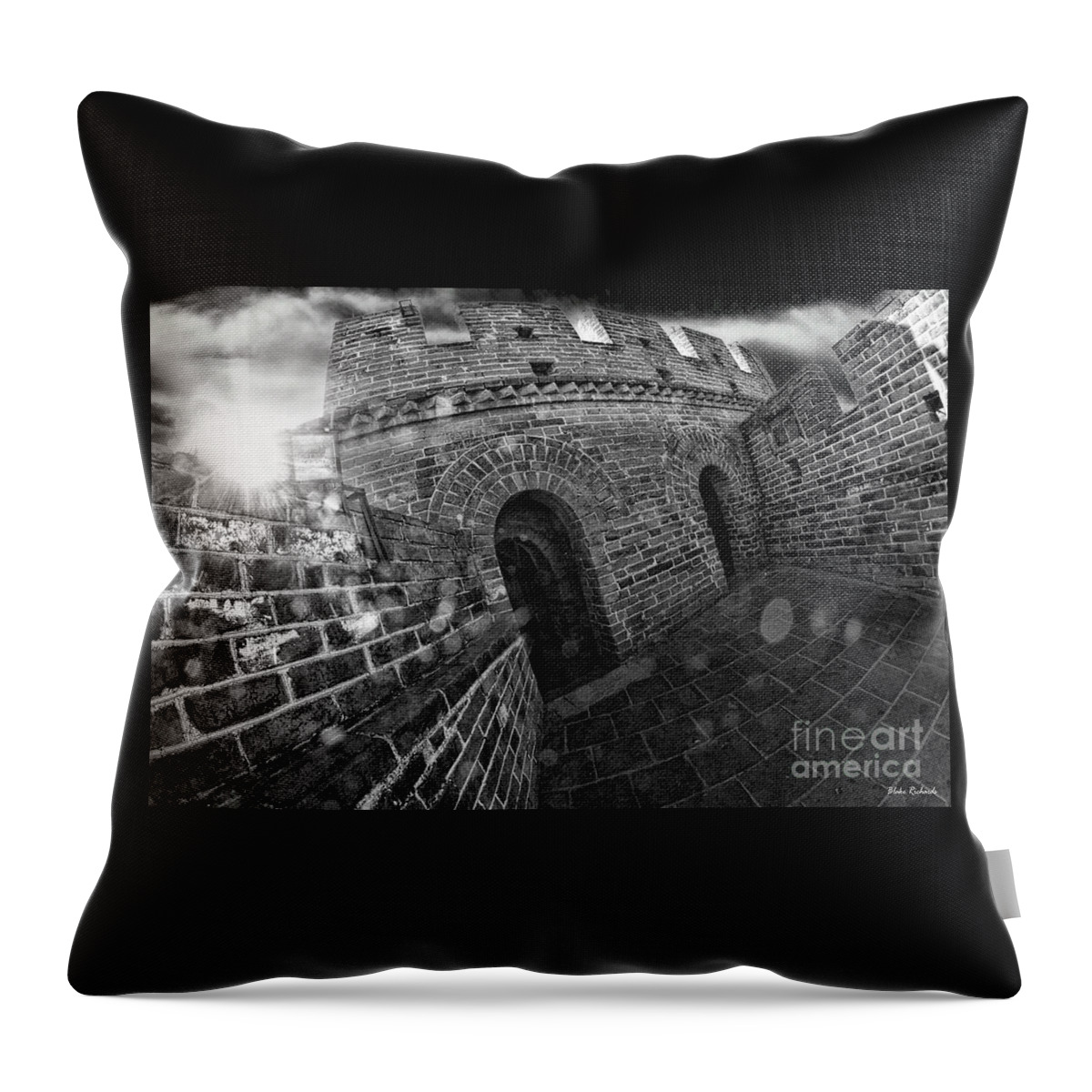  Throw Pillow featuring the photograph Sunrise On Top Of The Great Wall China by Blake Richards