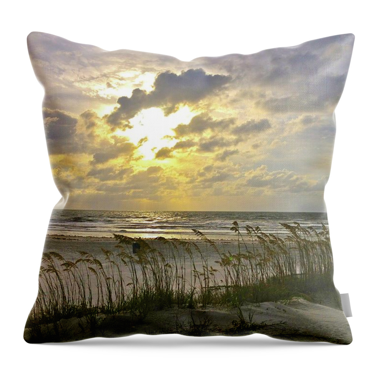 Morning Sunrise Throw Pillow featuring the photograph Sunrise Seaoats by Laurie Hein