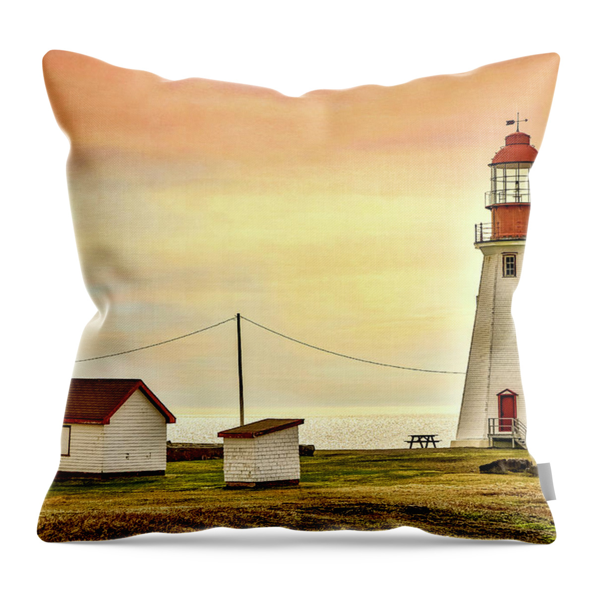  Throw Pillow featuring the photograph Sunset at Lighthouse by Paul James Bannerman