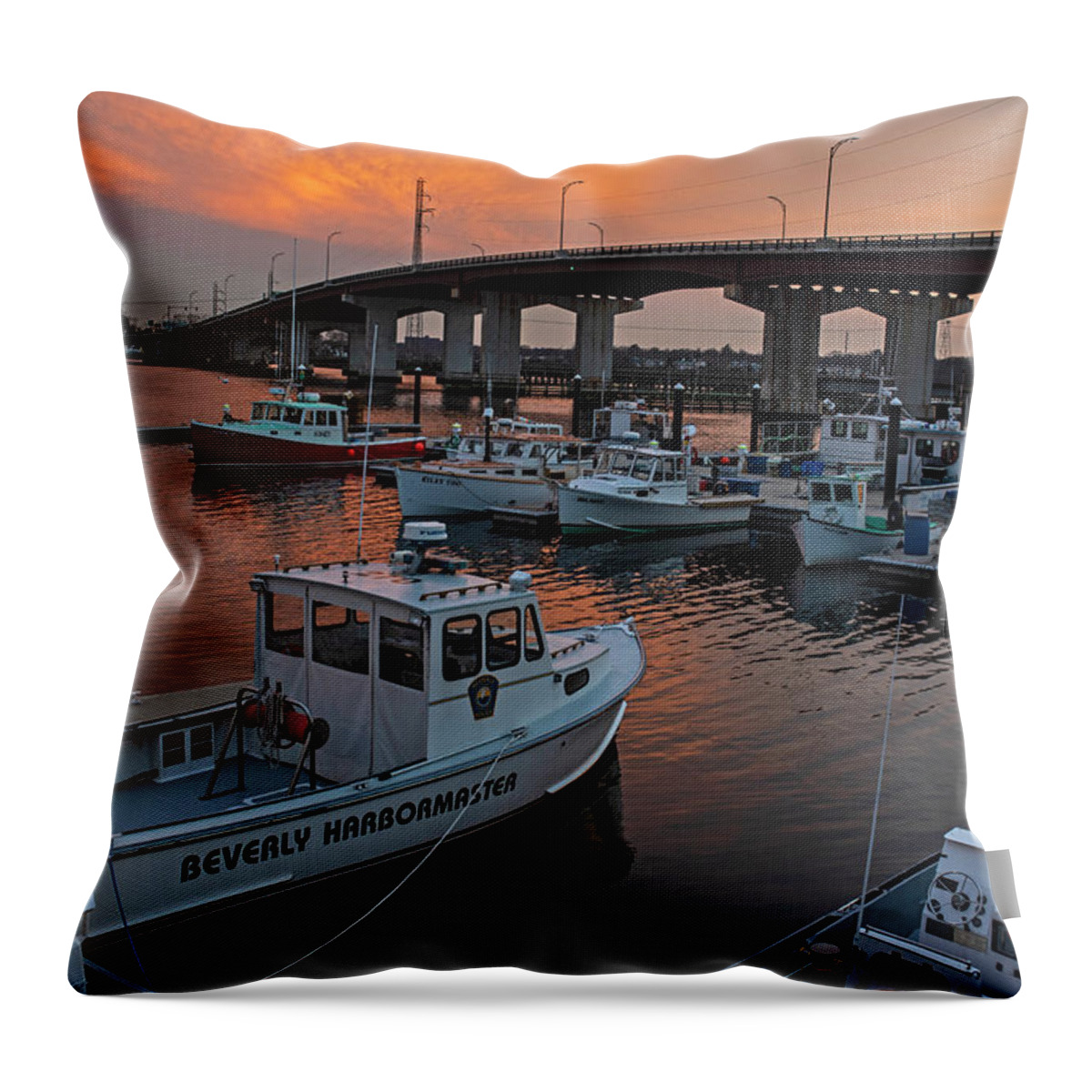 Beverly Throw Pillow featuring the photograph Sunset in Beverly Harbor Beverly MA by Toby McGuire