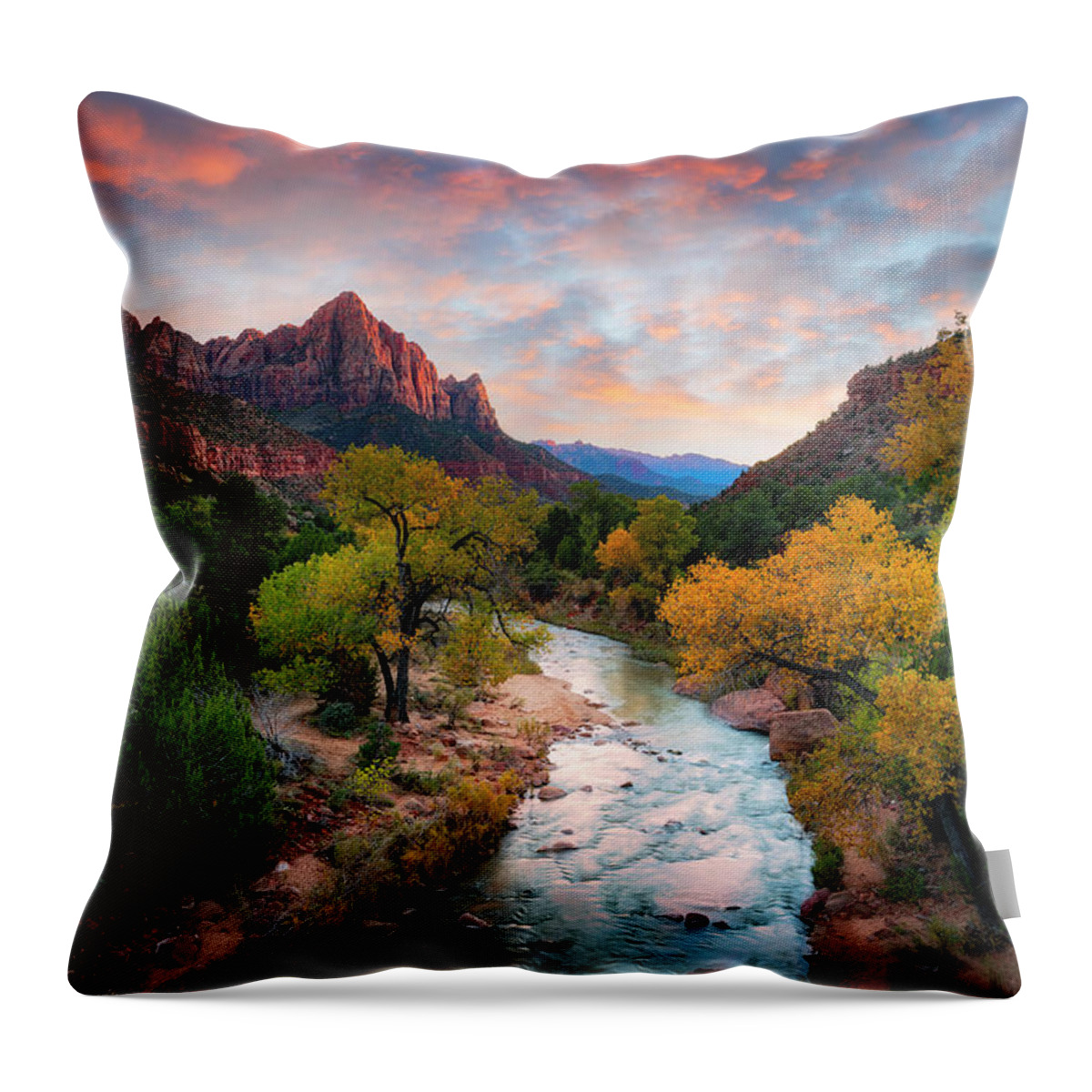 Sunset Throw Pillow featuring the photograph Sunset in Zion by Michael Ash