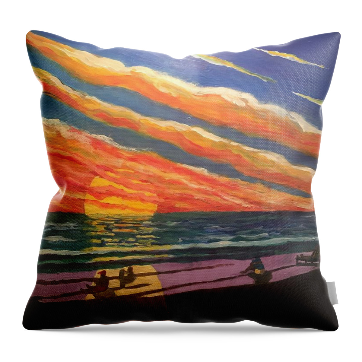 Florida Throw Pillow featuring the painting Sunset on Anna Maria Island by Mike King