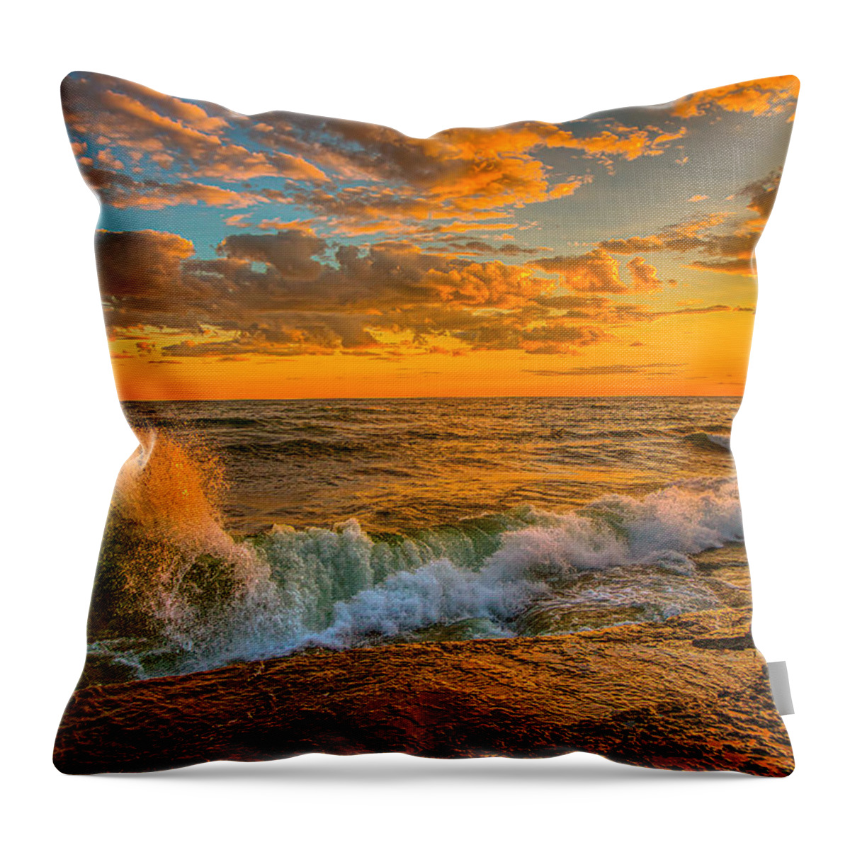 Lake Throw Pillow featuring the photograph Sunset on Lake Ontario by Fred J Lord
