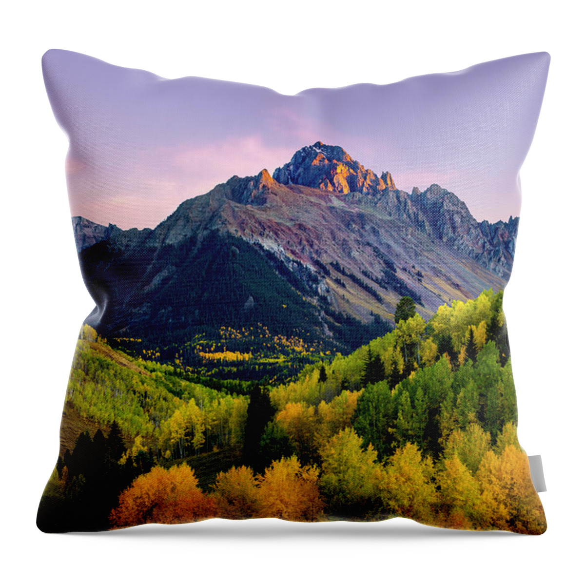 Mt Sneffels Throw Pillow featuring the photograph Sunset on Mt Sneffels by Ronda Kimbrow