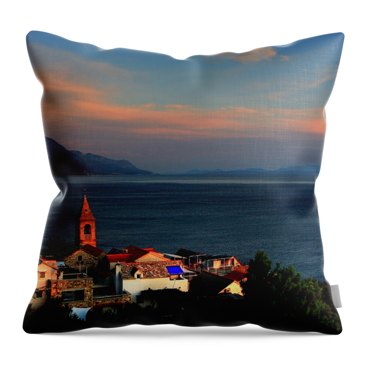 Tranquility Throw Pillow featuring the photograph Sunset On The Adriatic by Tozofoto