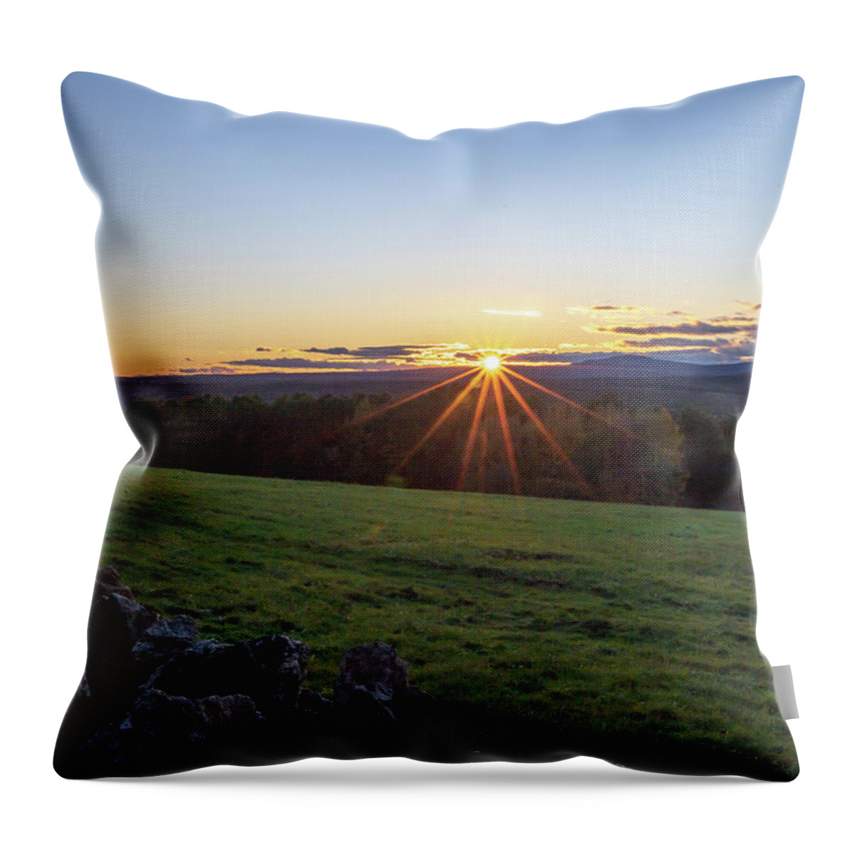Harvard Ma Throw Pillow featuring the photograph Sunset over Harvard MA from Fruitlands 1 by Michael Saunders