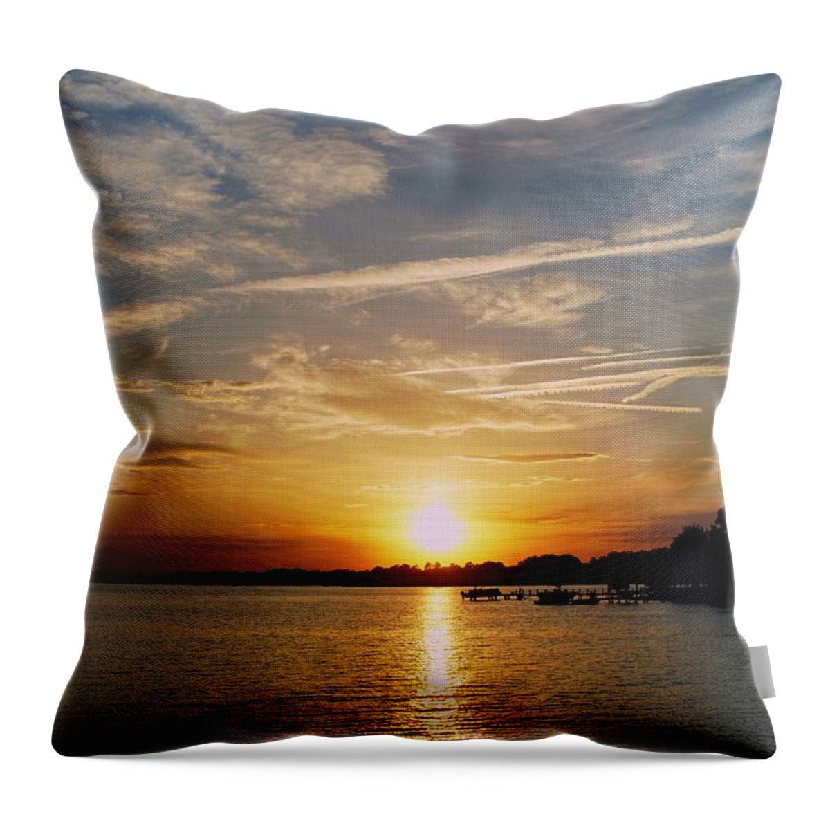 Sunset Throw Pillow featuring the photograph Sunset Over Lake Norman by M Three Photos