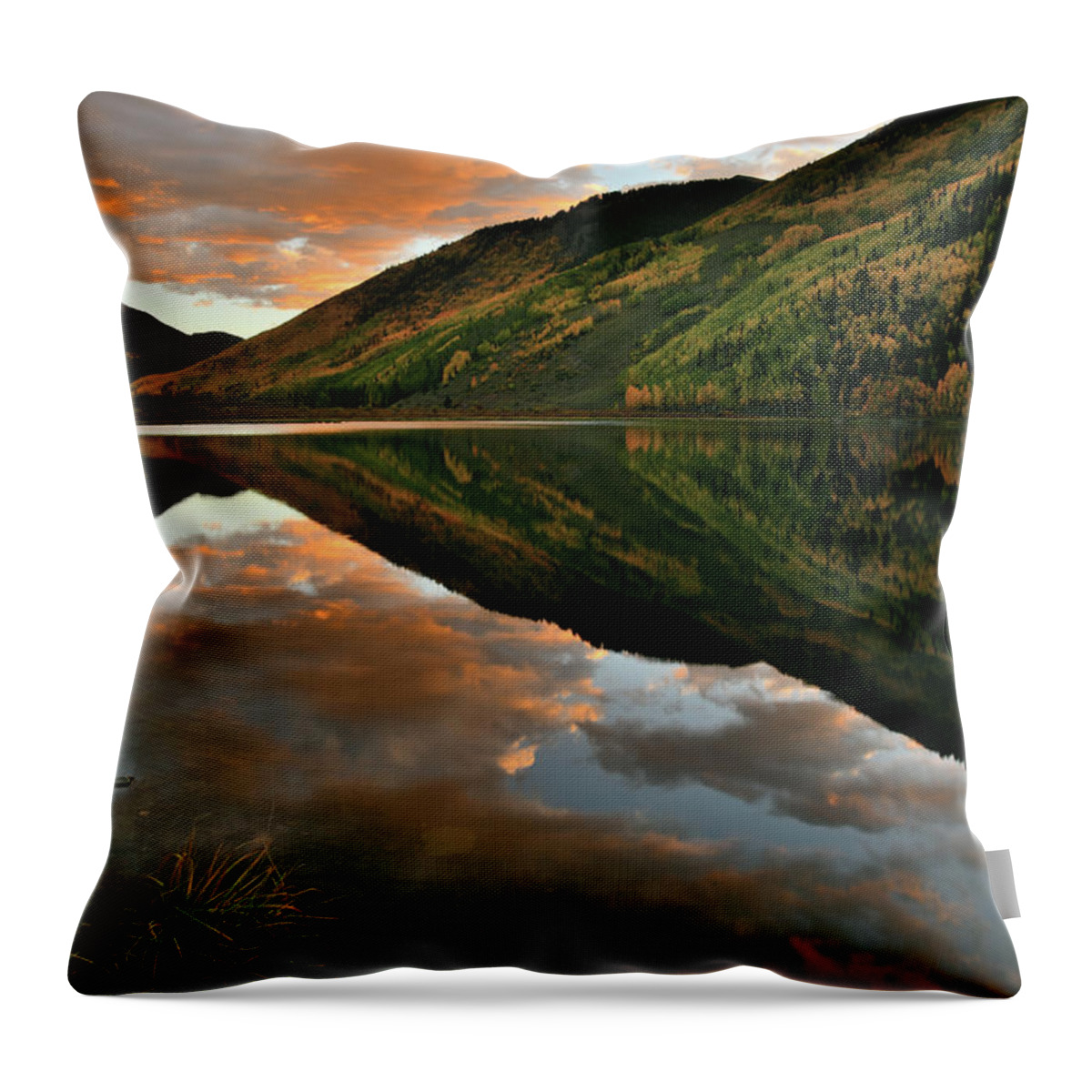 Colorado Throw Pillow featuring the photograph Sunset over Red Mountain Pass Reflected in Crystal Lake by Ray Mathis