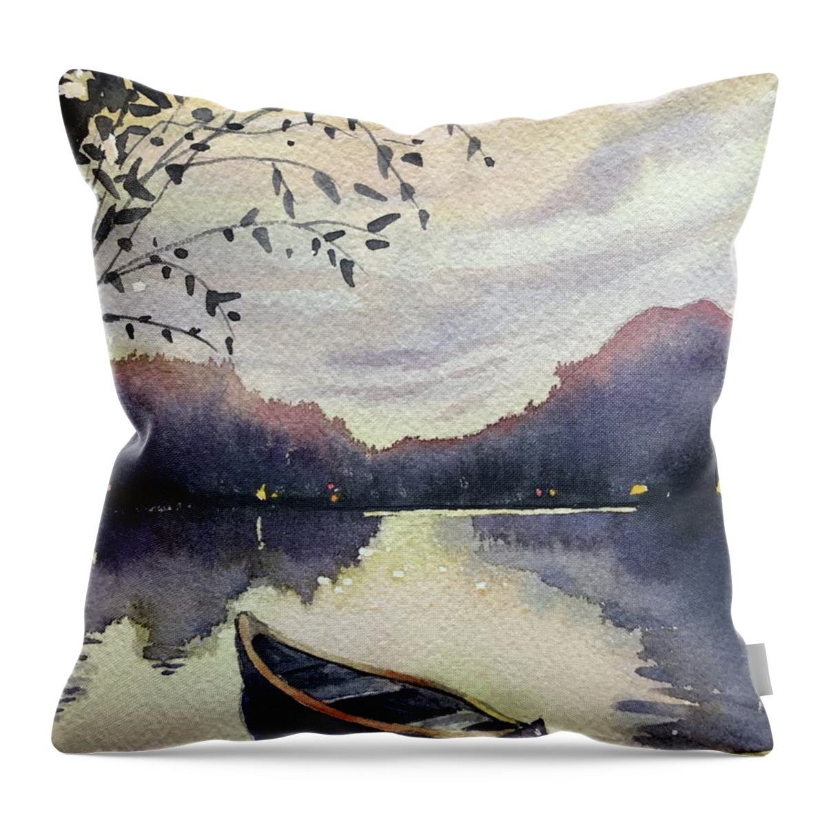 Trees Throw Pillow featuring the painting Sunset Over SugarLoaf by Luisa Millicent
