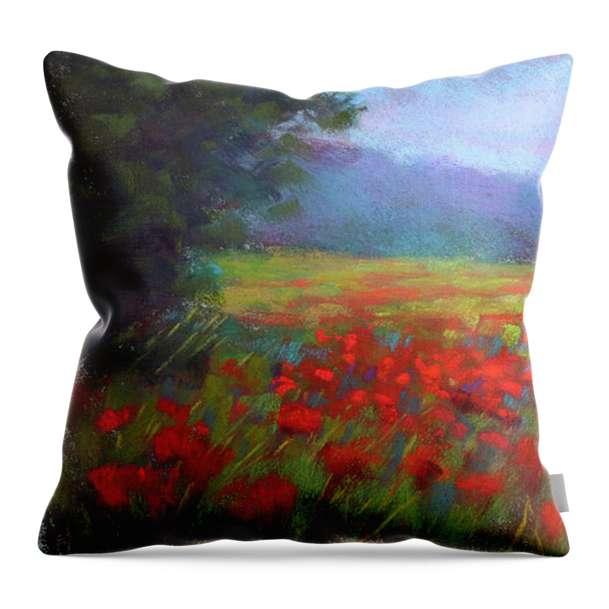 Poppy Throw Pillow featuring the painting Sunshine and Poppies by Susan Jenkins