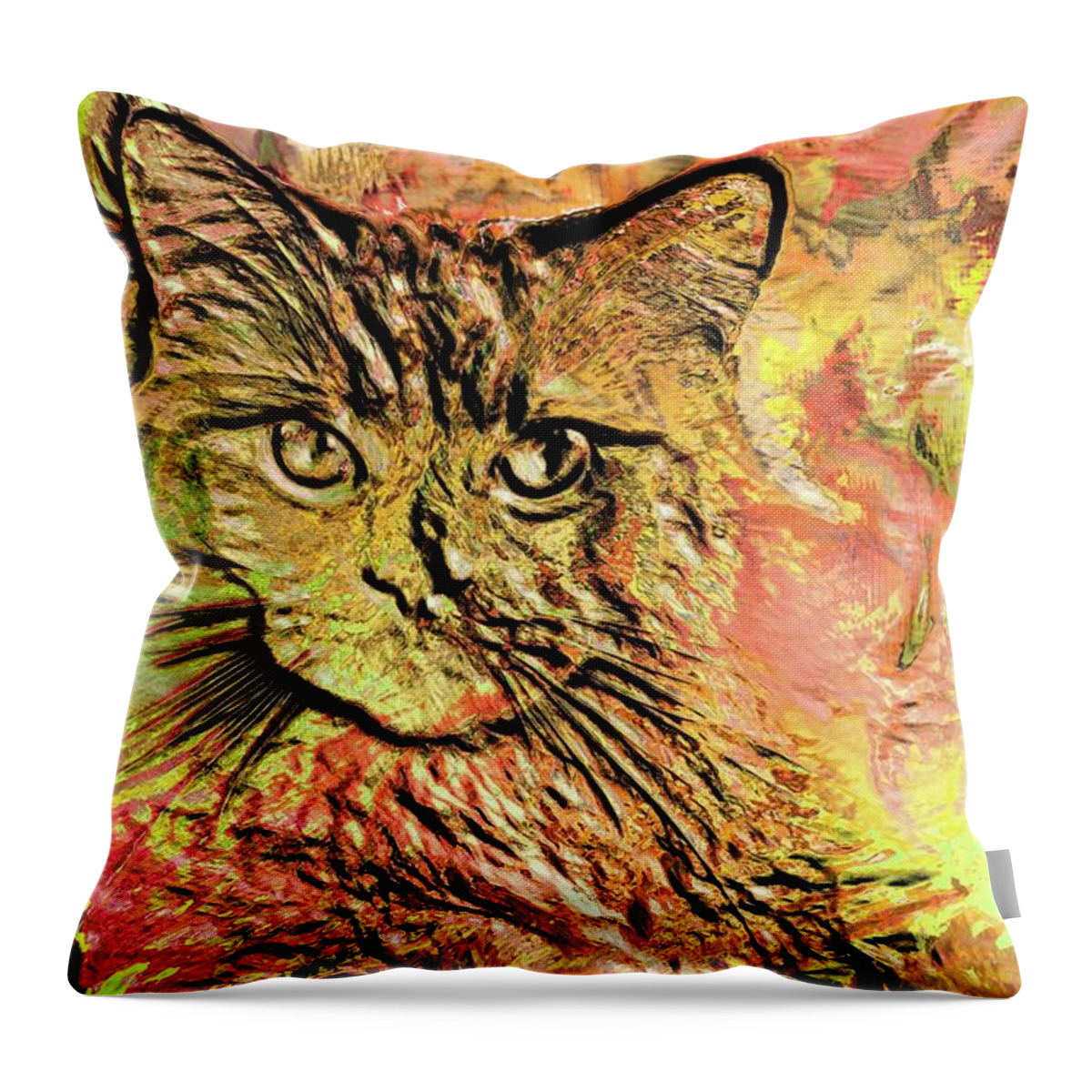 Super Duper Throw Pillow featuring the digital art Super Duper Cat Glass by Don Northup