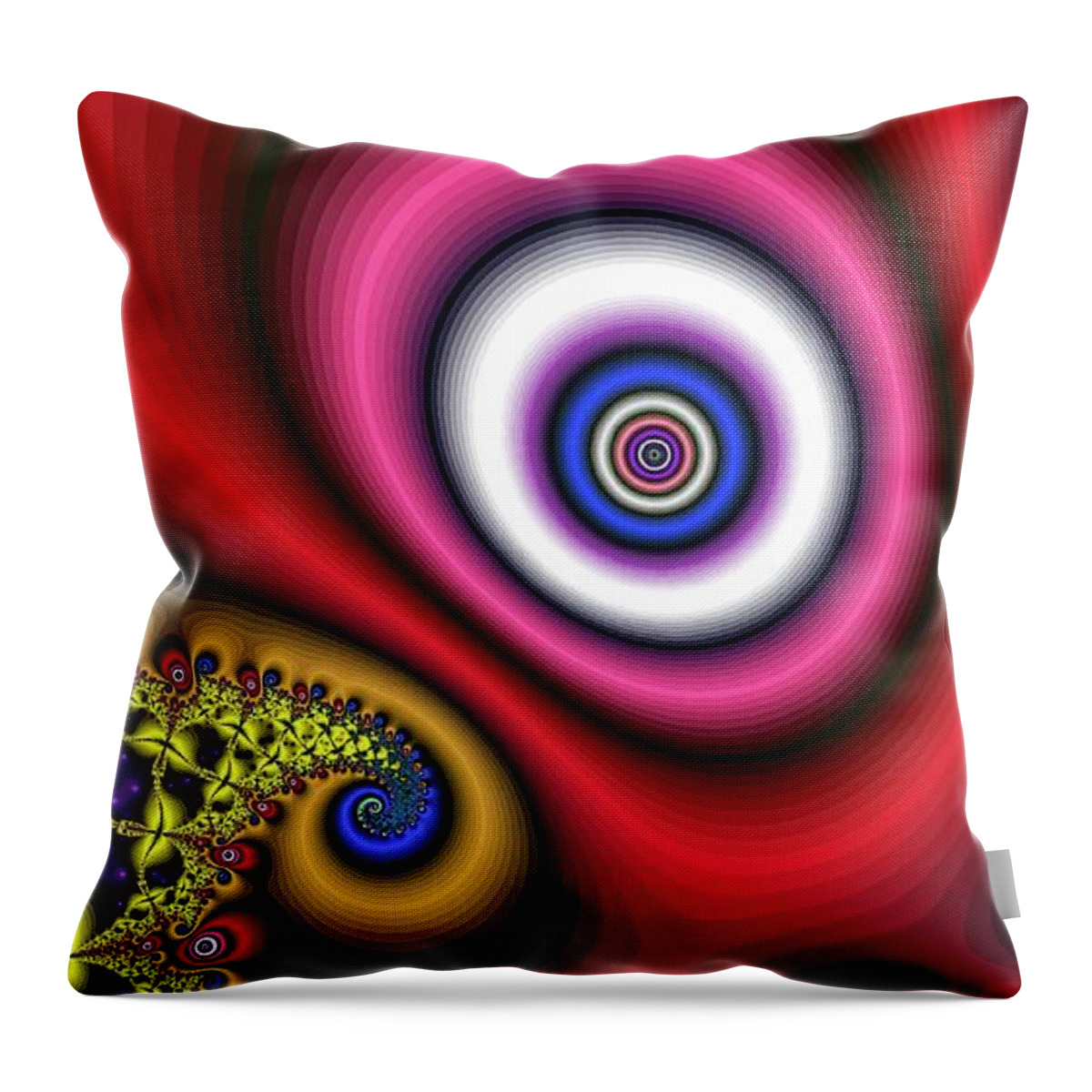 Fractal Throw Pillow featuring the digital art Super Hurricane Eye Red by Don Northup