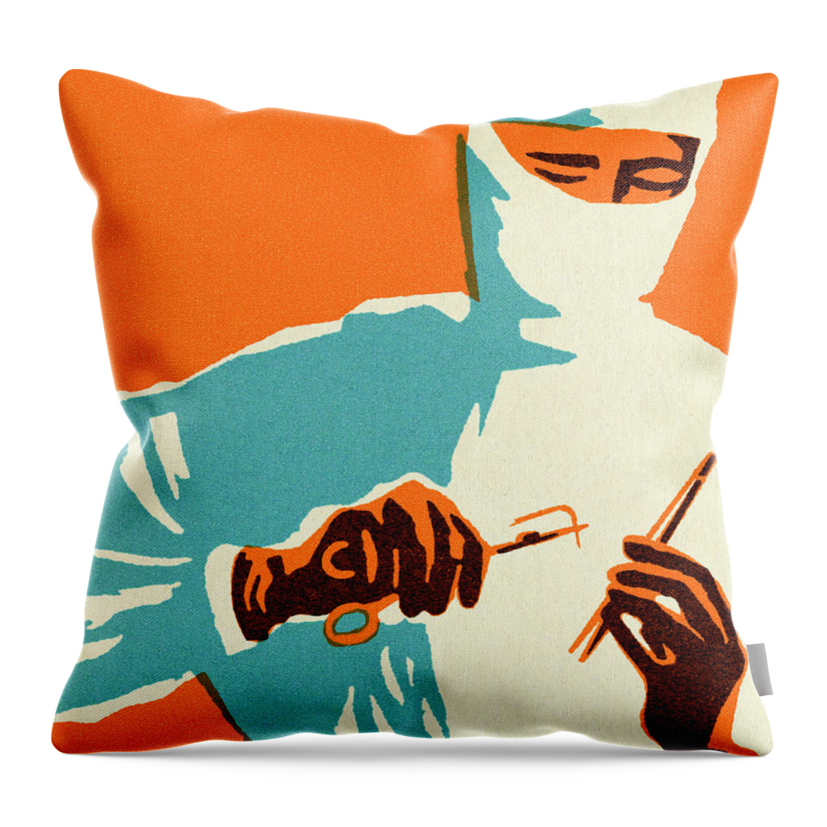 Adult Throw Pillow featuring the drawing Surgeon by CSA Images
