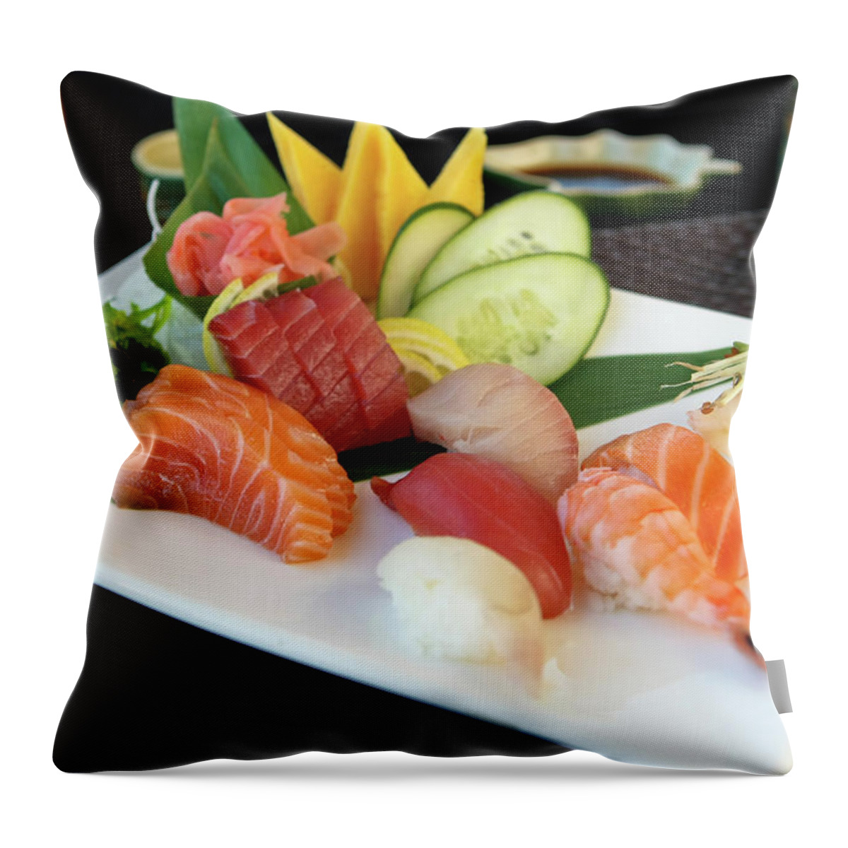 Raw Food Diet Throw Pillow featuring the photograph Sushi by Adrlnjunkie