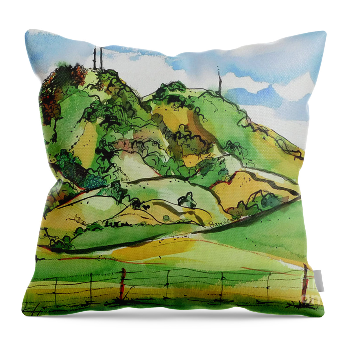 California Throw Pillow featuring the painting Sutter Buttes by Terry Banderas