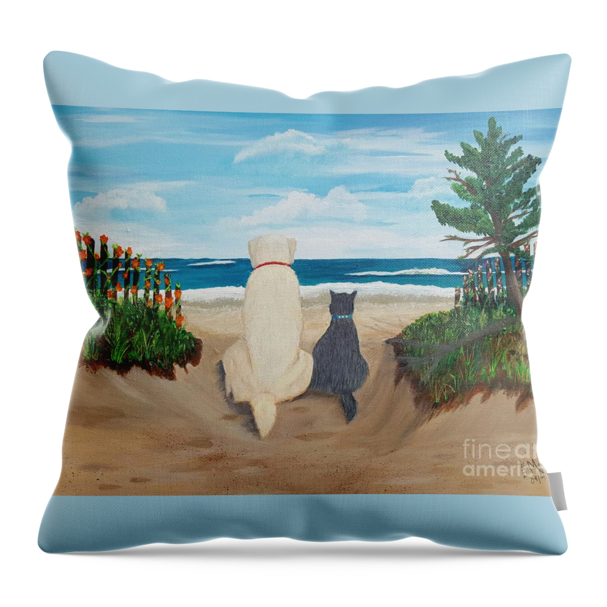 Labrador Retriever Throw Pillow featuring the painting Sweet Life by Elizabeth Mauldin