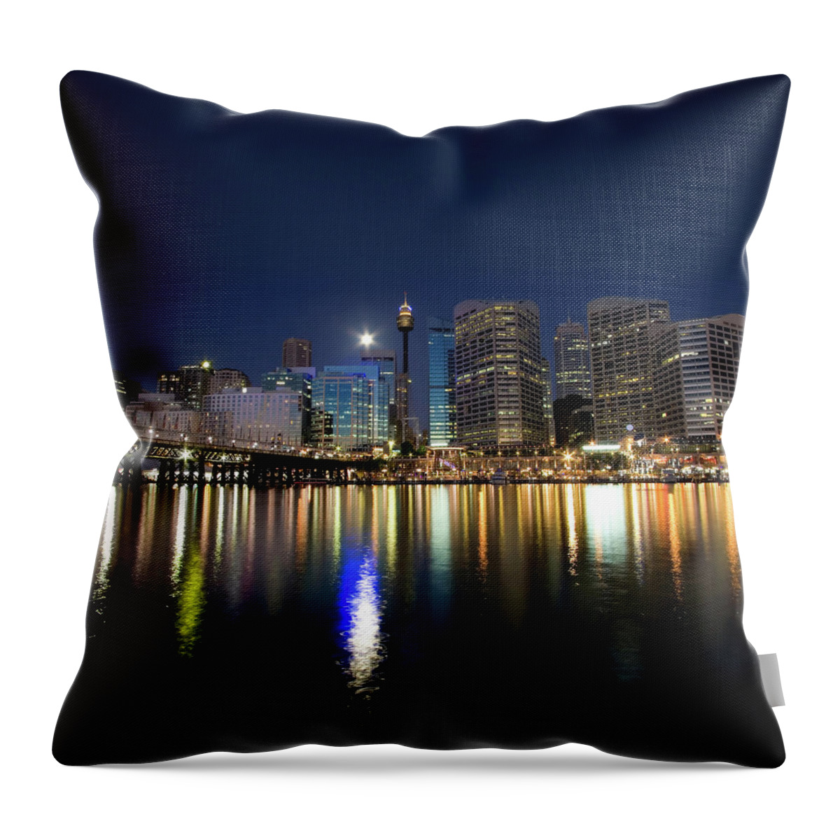 Scenics Throw Pillow featuring the photograph Sydney Darling Harbour Twilight by Matejay