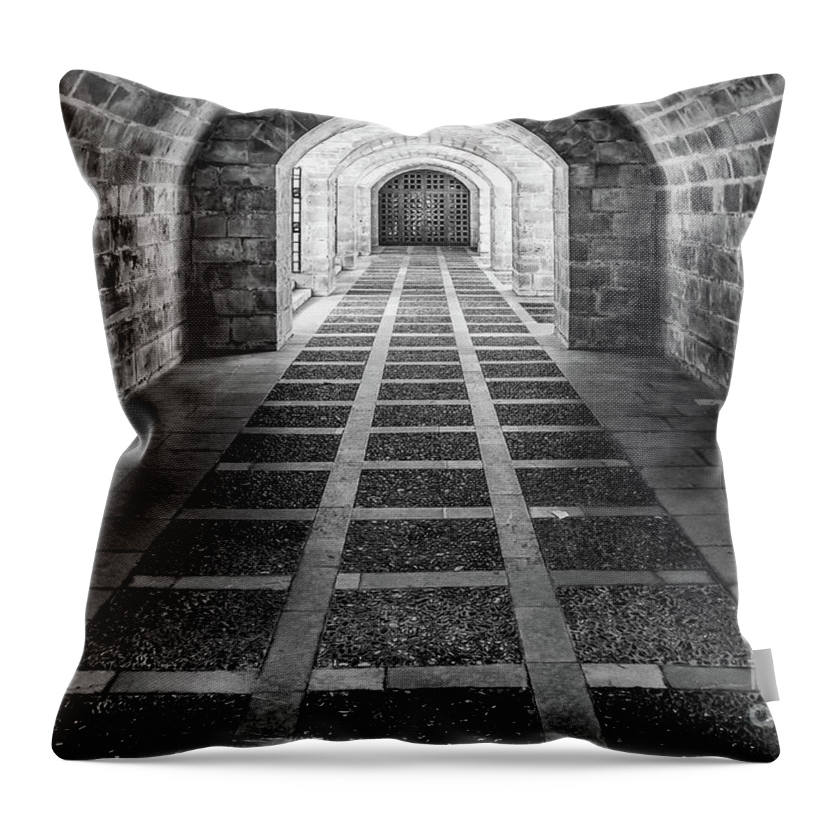 Brick Throw Pillow featuring the photograph Symmetry in black and white by Lyl Dil Creations