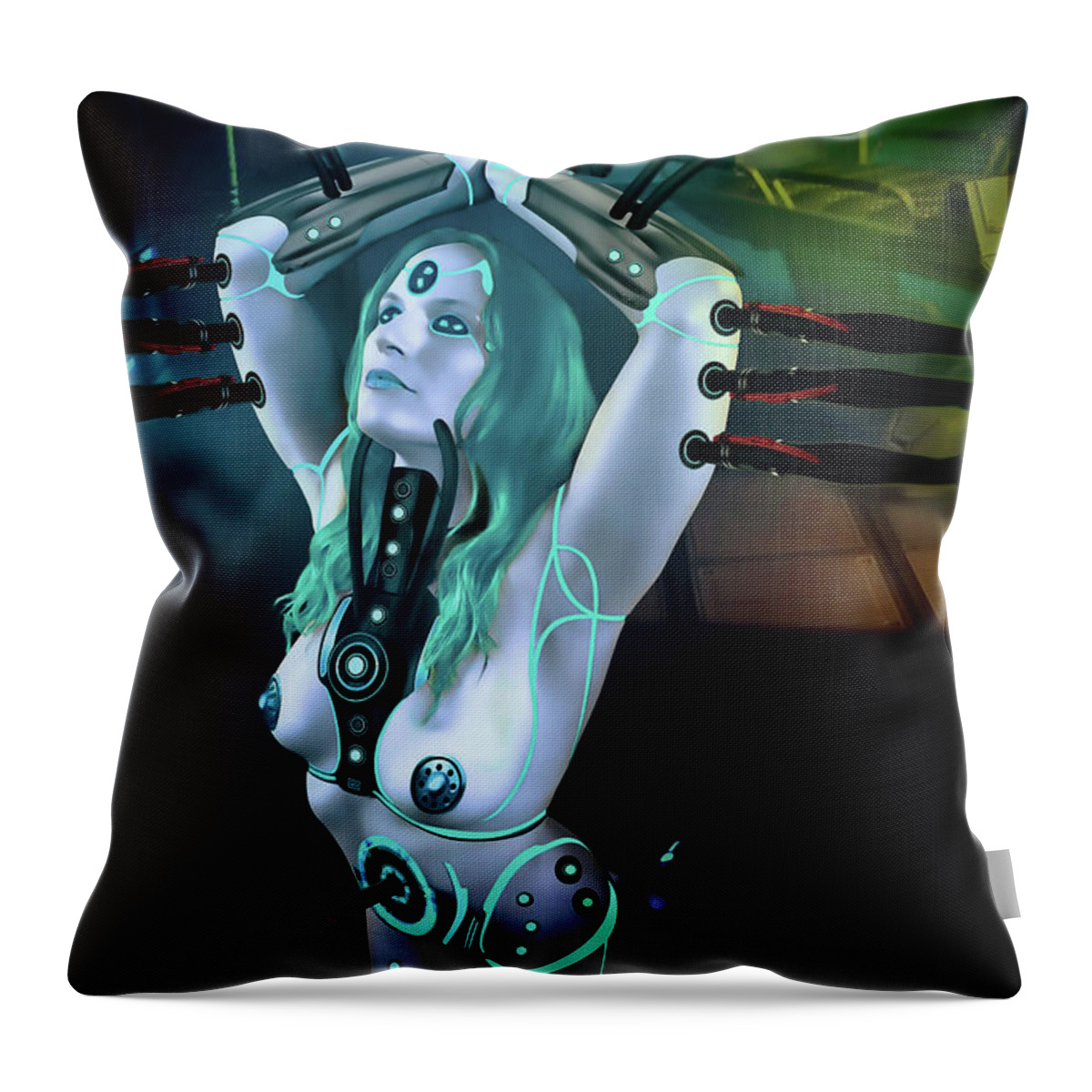 Dark Throw Pillow featuring the digital art A Synthetic Dream by Recreating Creation