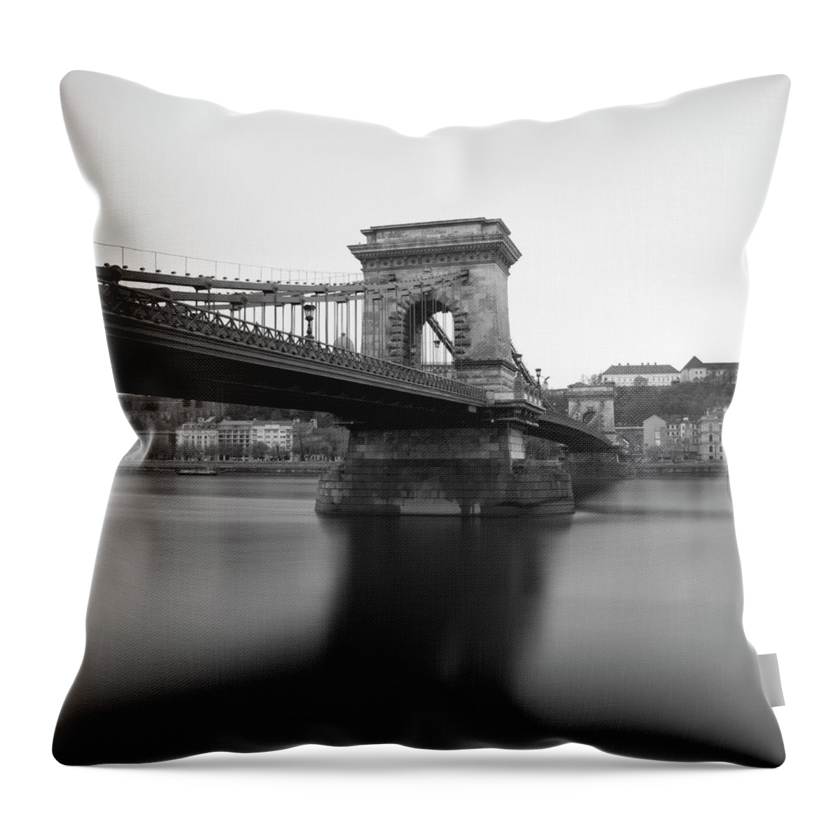 Tranquility Throw Pillow featuring the photograph Szechenyi Chain Bridge And Danube by Alex Holland