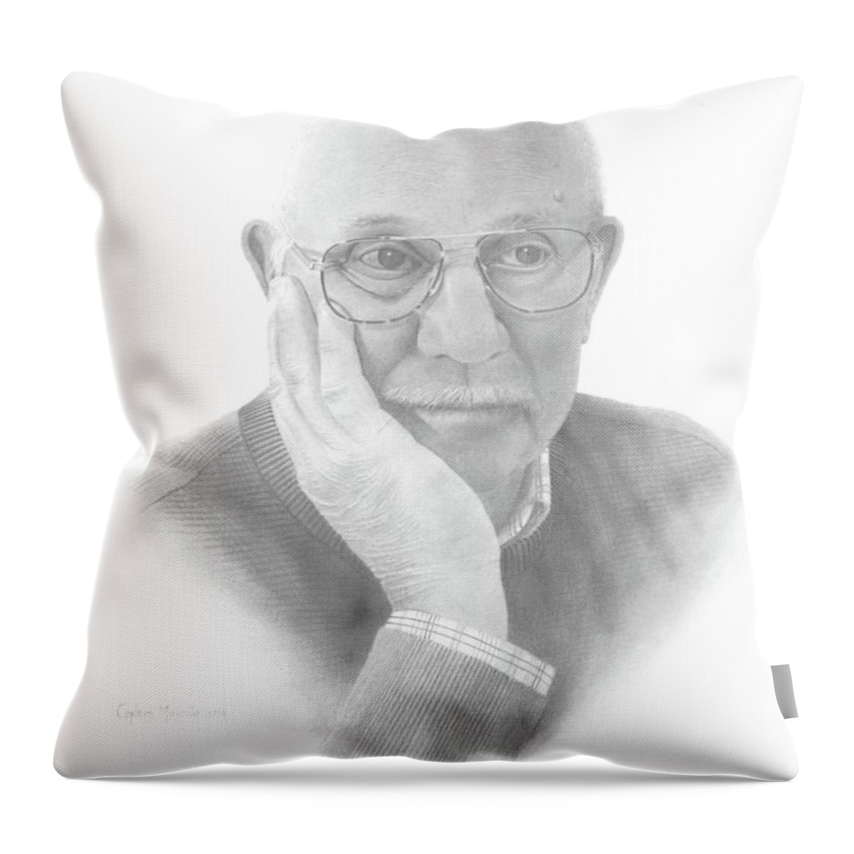 Portrait Throw Pillow featuring the drawing Szucs, Tivadar by Conrad Mieschke