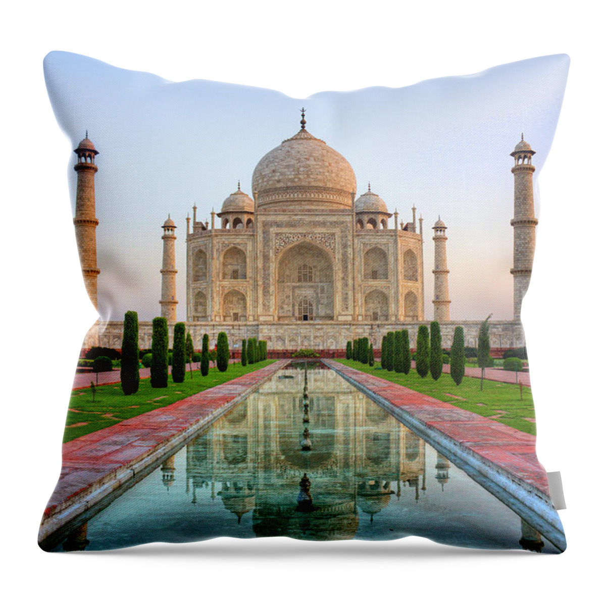 Dawn Throw Pillow featuring the photograph Taj Mahal, Agra by Pushp Deep Pandey / 2kphotography
