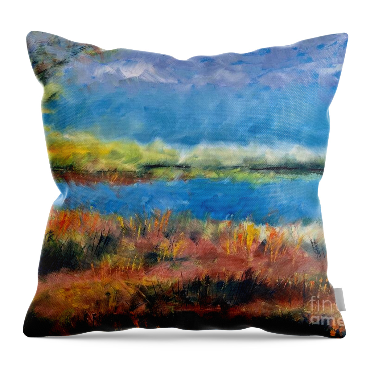 Grass Throw Pillow featuring the painting Tall Grass by Alan Metzger